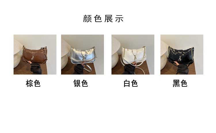 French Design Glossy Women2025Summer New Trendy Fashionable Elegant Single Shoulder Underarm Handbag for Women