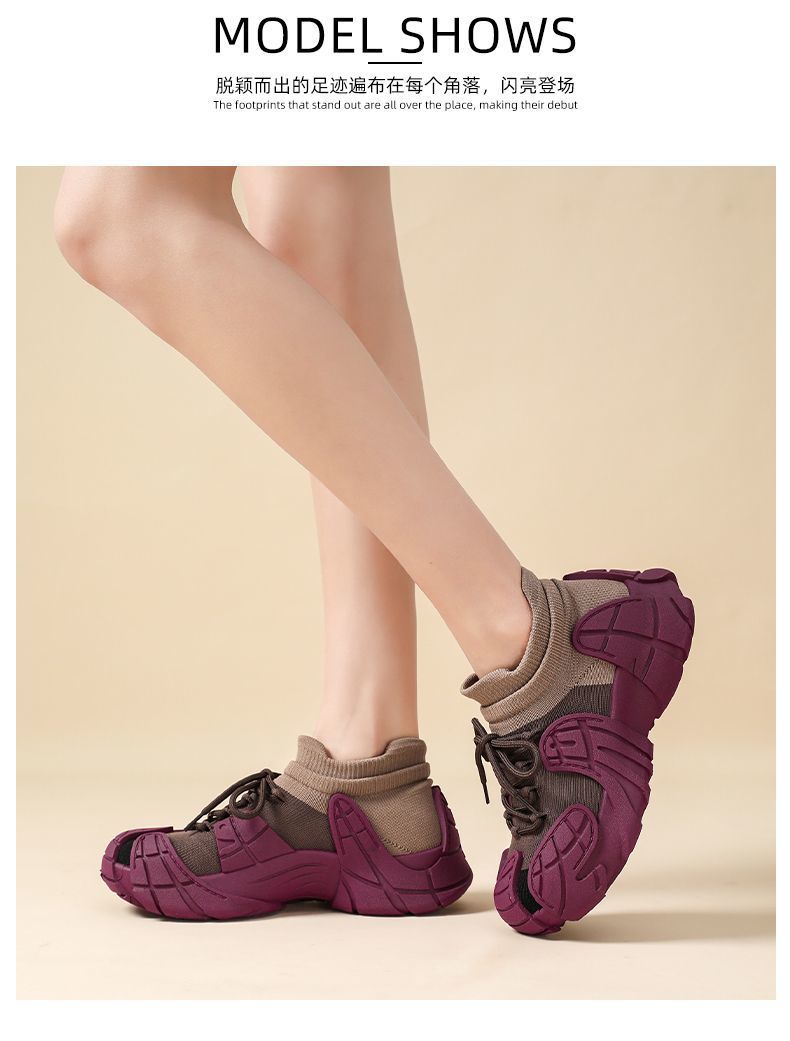 Women's Shoes Spring and Autumn Thick-Soled Dad Shoes Breathable Flyknit Sock Sneakers Women's Octopus Casual Shoes Height-Increasing Shoes