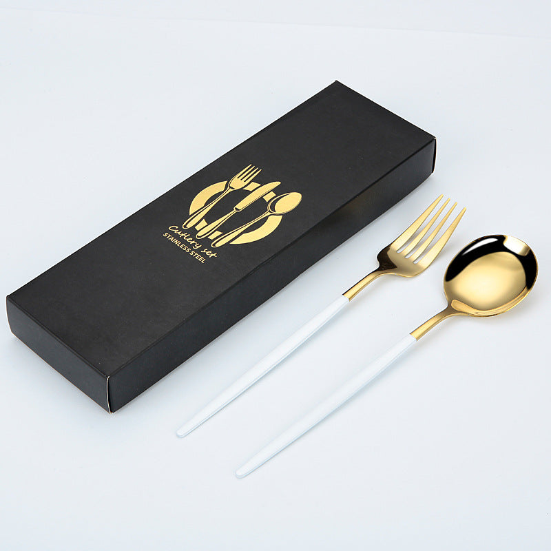Portuguese Cutlery Stainless Steel Knife and Fork Two-Piece Set Western Steak Knife Fork Spoon Cutlery Gift Box Set Customizable LO