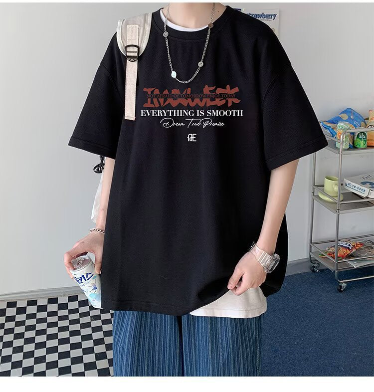 American Cotton Short Sleeve t Men's Summer T-shirt2025Youth Trendy Brand oversize Men's Half Sleeve Top
