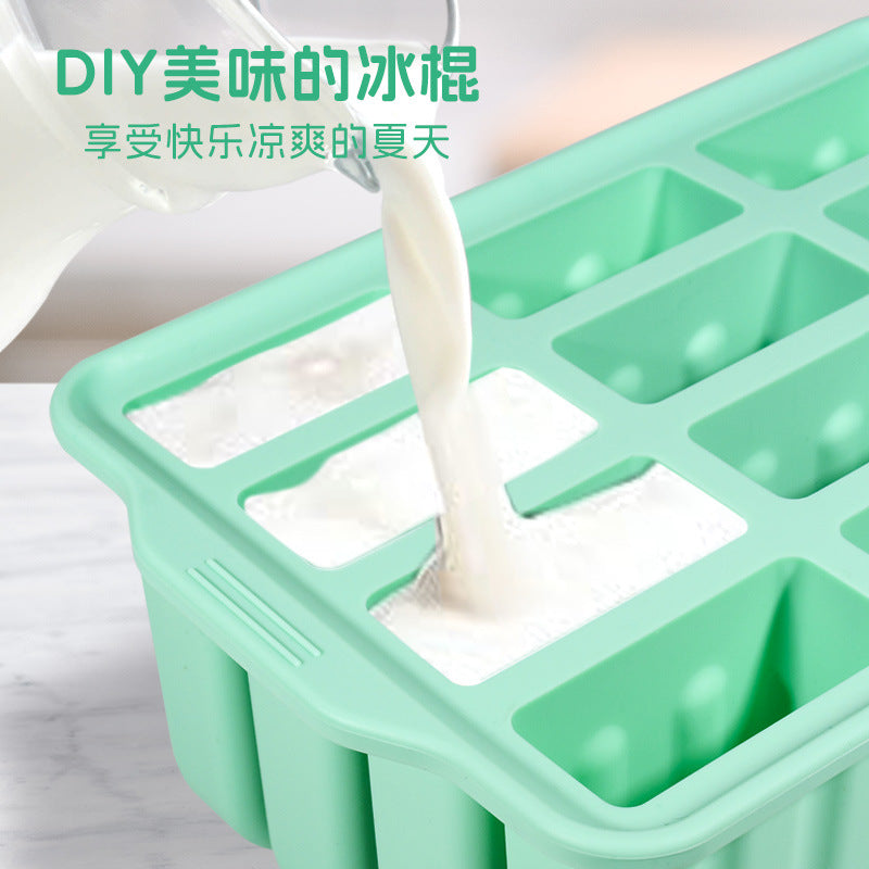 【Same Low Price】Amazon12Ice Cream Mold Easy Release Silicone Popsicle Mold Ice Cream Mold with Lid Ice Cream Mold
