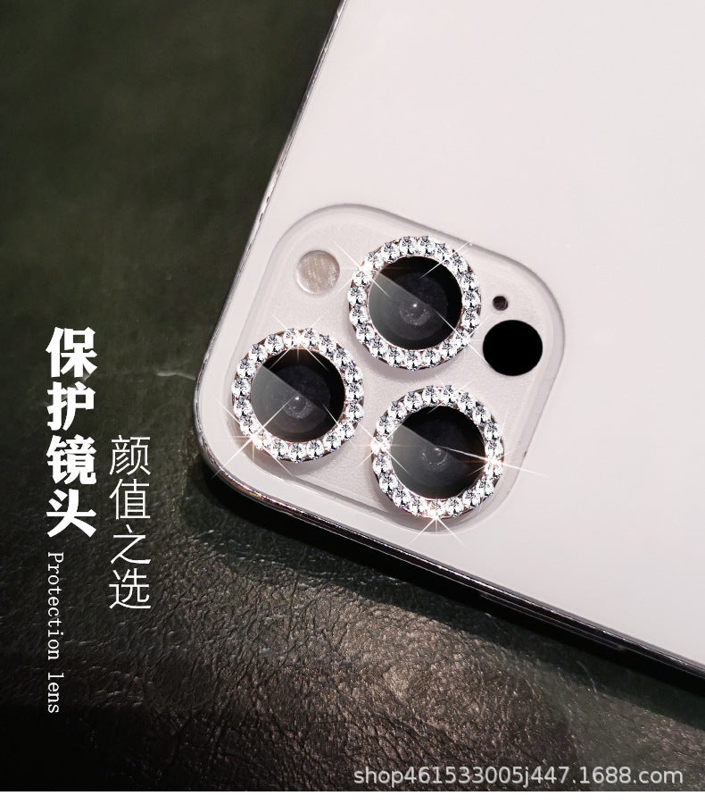 Suitable for Mobile Phone Flash Diamond Film Apple17Promax Diamond-encrusted Eagle Eye Lens Film Camera Rhinestone Metal Protective Ring