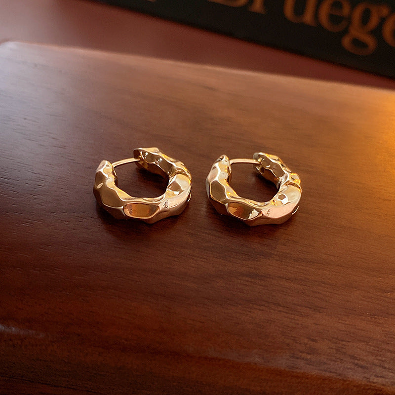 Silver Needle Metal Earrings High-end Simple Stud Earrings Fashion Versatile Light Luxury Unique Niche Earrings Yiwu Wholesale