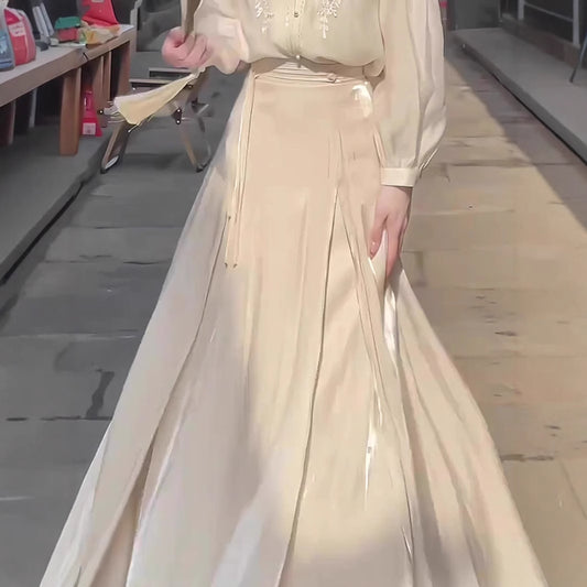 This Year's Trend: Beautiful, Youthful, Fashionable, Elegant Midi Skirt for Women with a High-End Feel, Flowing New Chinese Style National Style Skirt, Niche