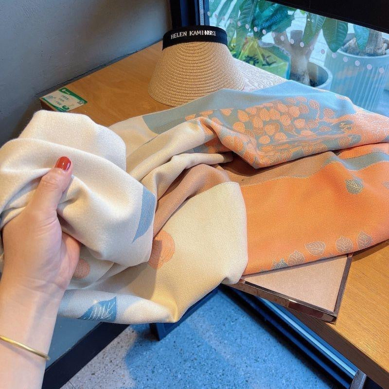 Leaf Scarf Internet Celebrity Style New Fortune Tree Women Winter High-end Shawl Korean Version Versatile Warm Thickened Outerwear