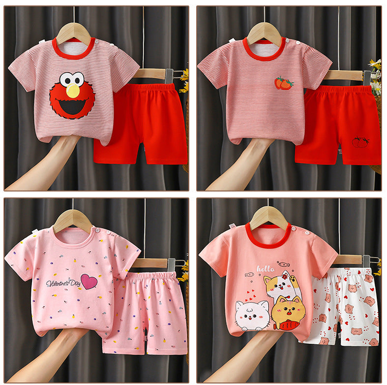 Children's Summer Short Sleeve Set a Cotton-like Boys' and Girls' Clothing t T-shirt Baby Summer Clothing2025Children's Clothing