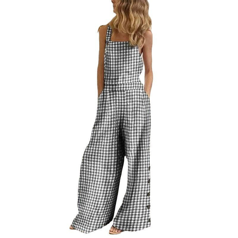 Independent Station European and American2025New Amazon Four-Color Polka Dot Wide-Leg Pants Long Pants Digital Print Backless Jumpsuit