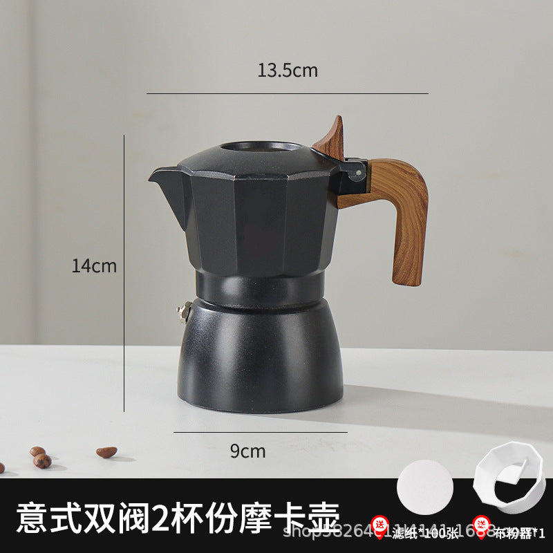 Moka Pot Home Use Small Coffee Pot Coffee Brewing Set Double Valve Hand Brew Pot Espresso Extraction Italian Coffee Machine
