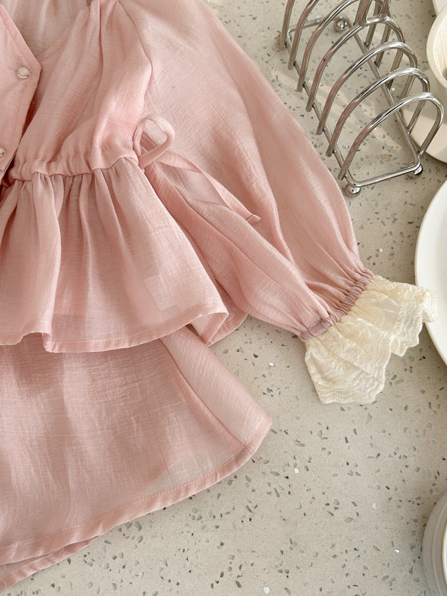High-end socialite temperament girls' summer outfit2024High-end Sun Protection Shirt and Tea Break Skirt Hot-selling Two-piece Set