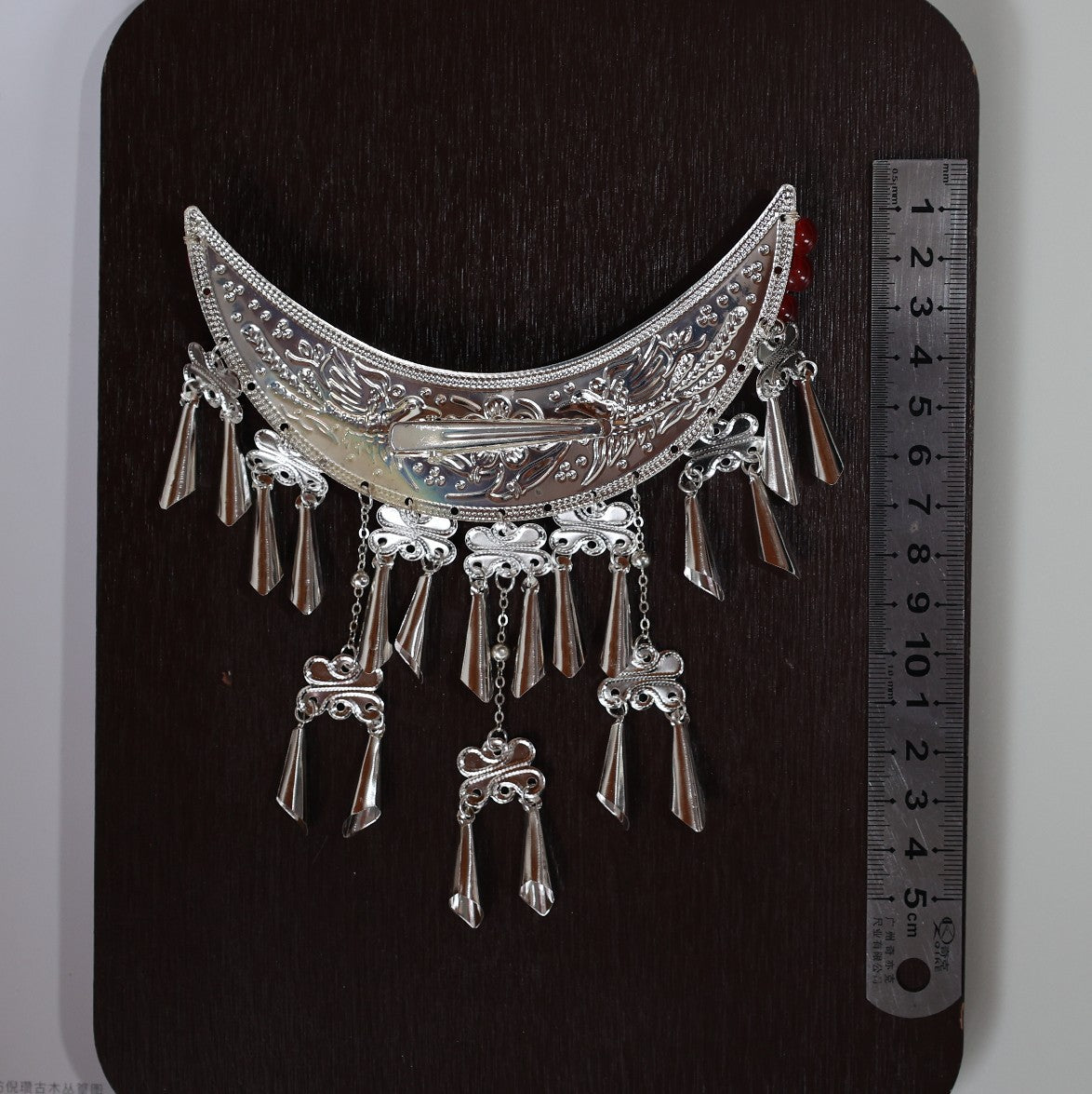 Hanfu Hair Accessories Miaojiang Crescent Moon Tassel Hair Ornament Warring States Robe Wei Jin Style Retro Forehead Accessories Ancient Style Hairpin