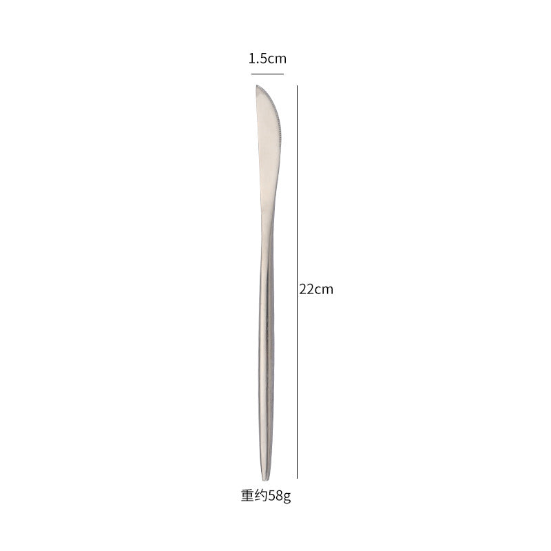 Cross-Border304Stainless Steel Portuguese Cutlery Set Knife Fork Spoon Round Handle Thick Western Cutlery Nordic Hotel Steak Knife