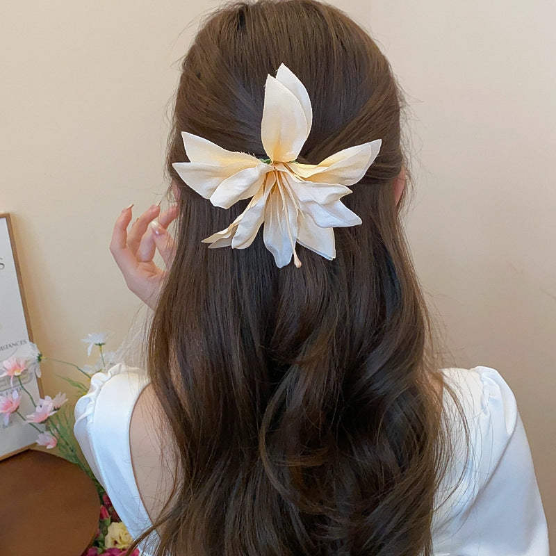 Super Fairy Vacation Style Fabric Flower Hair Clip Side Bangs Broken Hair Duckbill Clip Gentle Atmosphere Versatile Hair Accessory for Women
