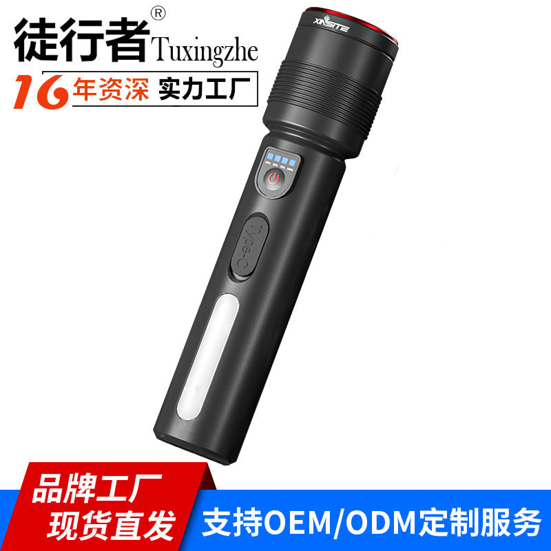 Cross-border Hot-Selling White Laser High-Intensity Side Light COB Zoom Long-Range Multi-Function Flashlight