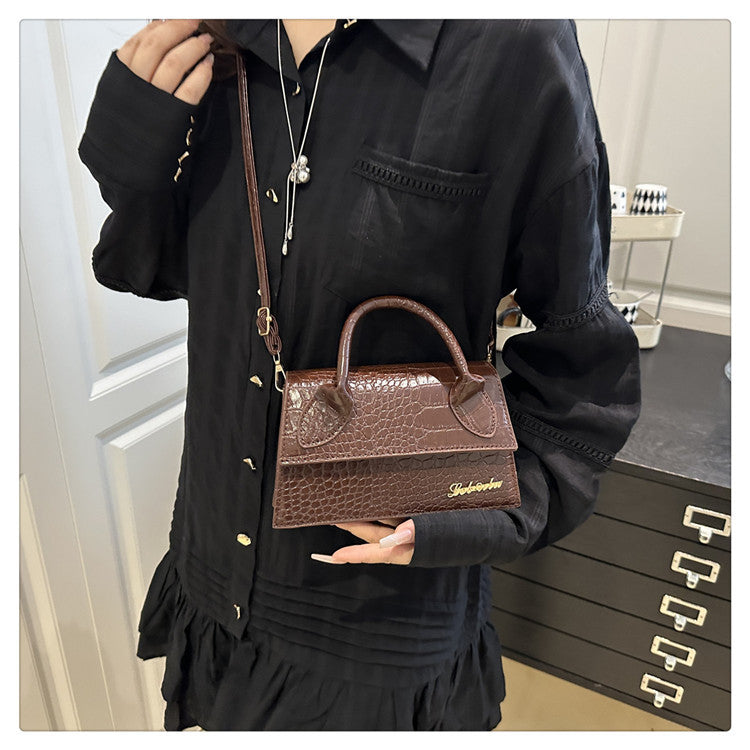 Korean style stone pattern single shoulder bag for women2025New Textured Handheld Small Square Bag Versatile Fashion Simple Crossbody Bag