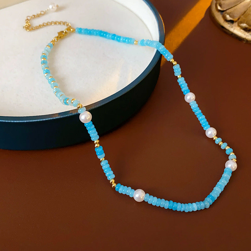 Baroque Freshwater Pearl Necklace Simple Elegant Colorful Beaded Collarbone Chain Niche Light Luxury High-End Sense Necklace for Women
