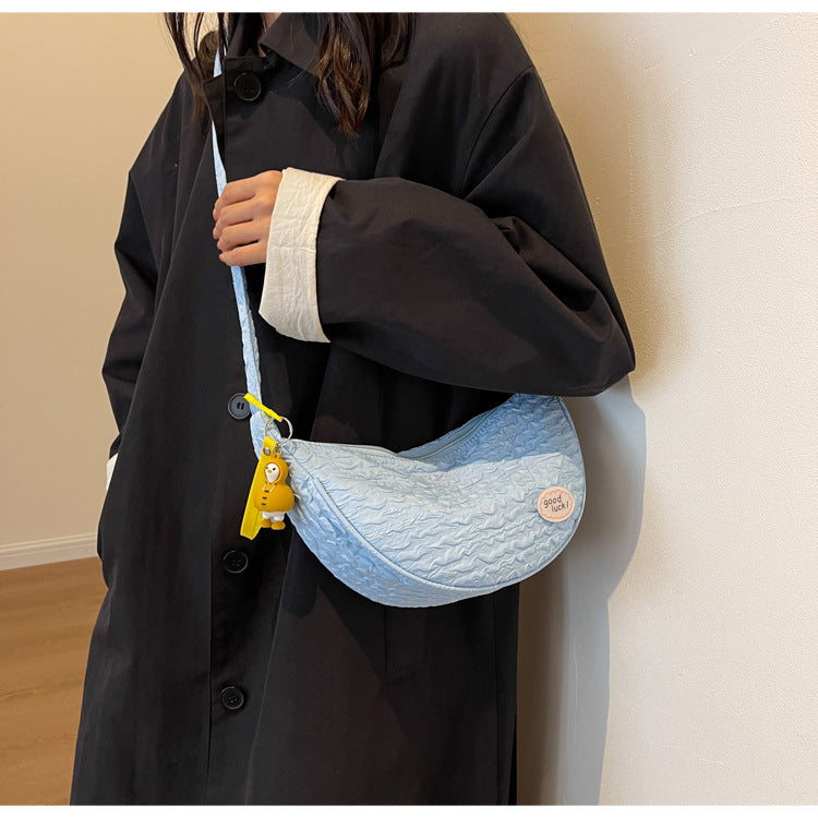 Cute and Versatile Niche Canvas Small Bag for Women2023New Women's Bag Korean Version Crossbody Bag Fashion Single Shoulder Dumpling Bag