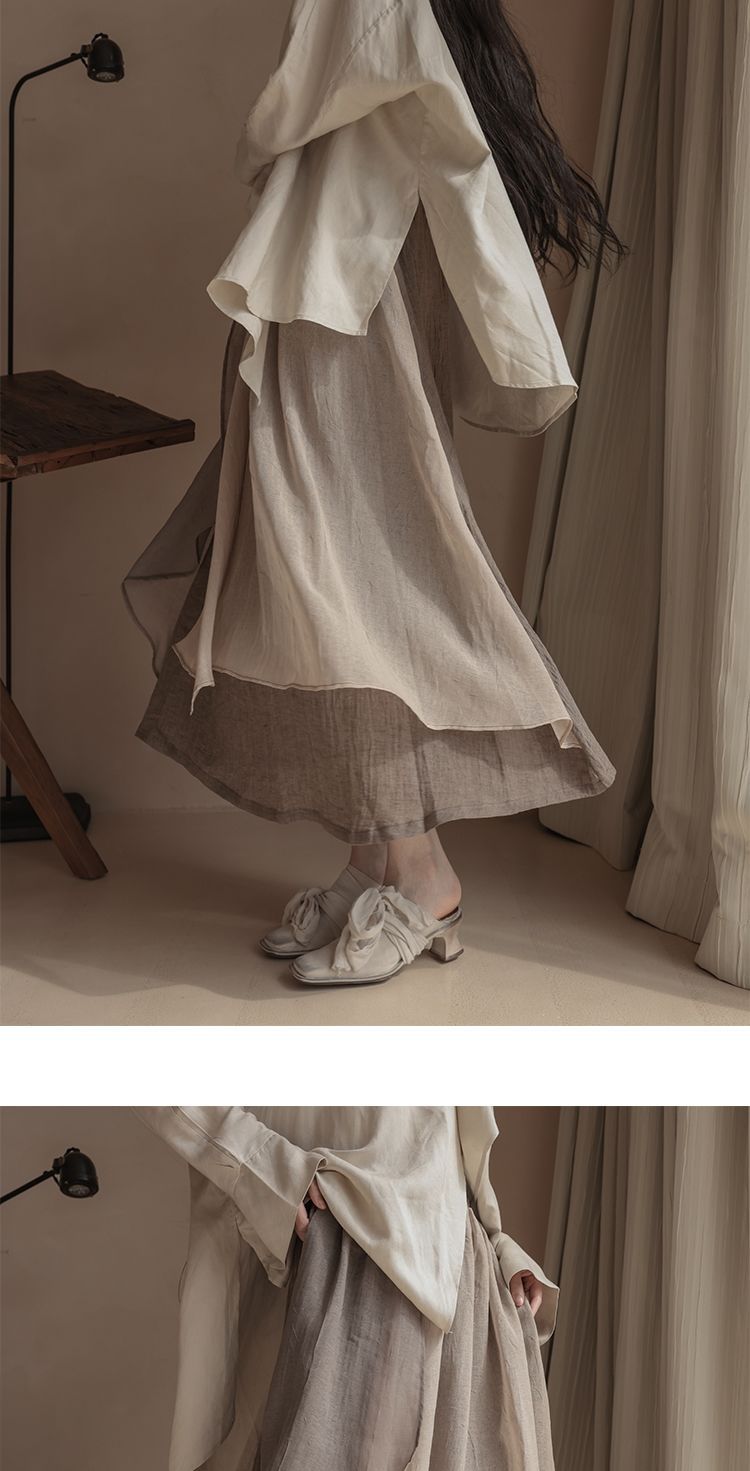 chic Minimalist Wave Long Irregular Patchwork Solid Color Midi Skirt Low Suit Quiet Style Salted Niche