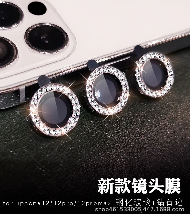 Suitable for Mobile Phone Flash Diamond Film Apple17Promax Diamond-encrusted Eagle Eye Lens Film Camera Rhinestone Metal Protective Ring