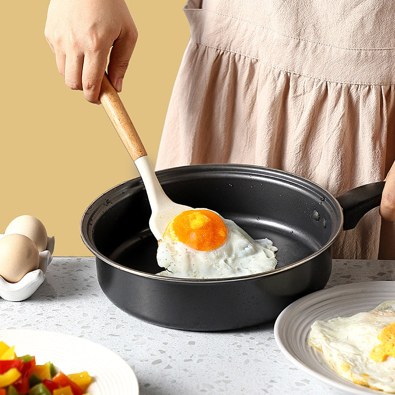 Wooden Handle Non-Stick Pan Silicone Kitchen Utensils Soup Spoon Spatula One Piece