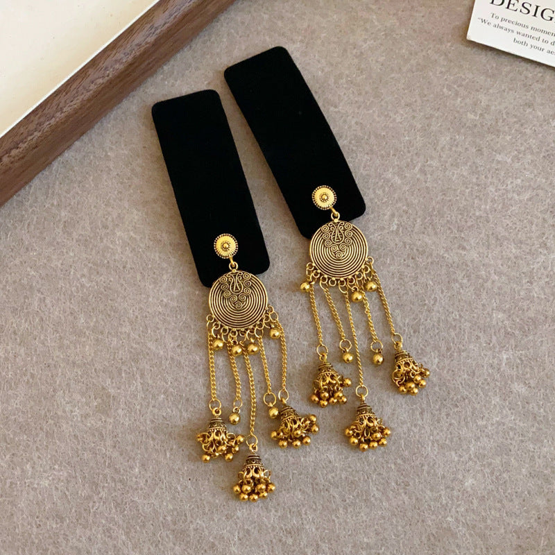 Ethnic Style Velvet Bell Tassel Headband New Chinese Style National Trend High Skull Top Headband Niche High-end Retro Hair Accessory