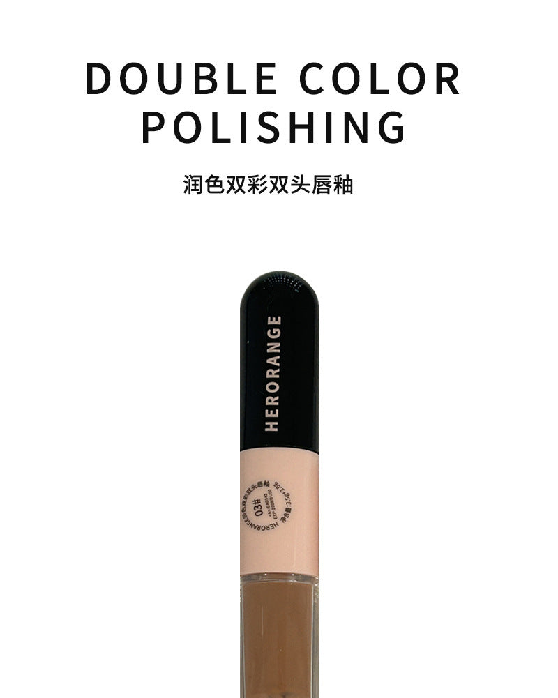 HERORANGE Moisturizing Dual-Ended Lip Gloss Velvet Matte Water Gloss Mirror Double Texture Non-Sticky Lipstick HR499