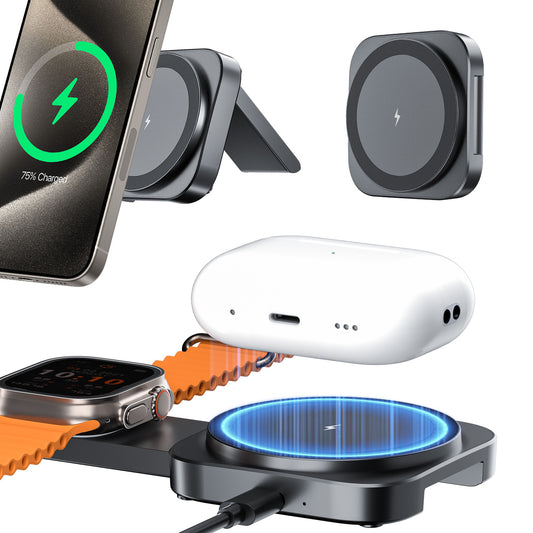 Foldable Desktop 3-in-1 Wireless Charger Magnetic suction suitable for Apple Watch portable wireless charging stand fast