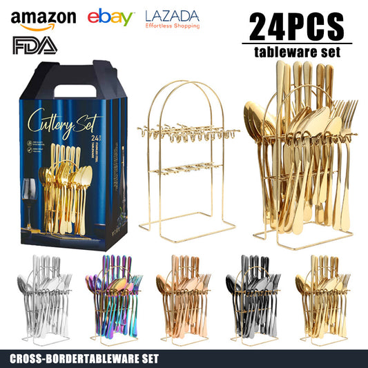 tableware set Stainless Steel Tableware1010Series Western Dining Rack Knife Fork Spoon24Set of Color Boxes