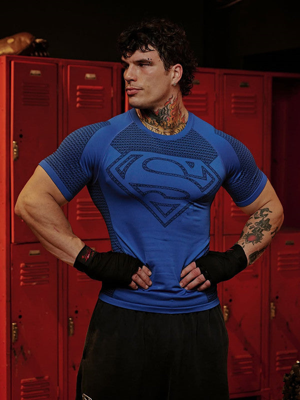 YOUNGLA New American-style Muscle Fitness Men's Sports Short Sleeve Casual Running Quick-dry Breathable Tight-fitting Shirt t T-shirt