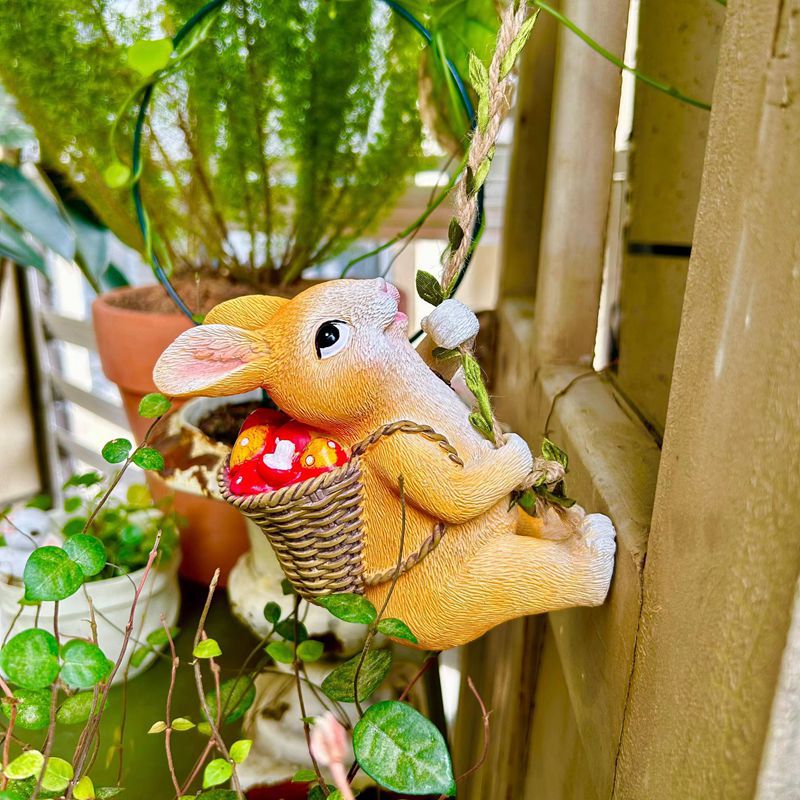Cute Animal Climbing Bunny Wall Hanging Homestay Outdoor Garden Ornament Courtyard Tree Climbing Landscape Pipe Decoration