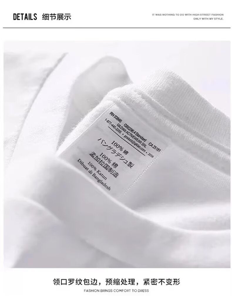 Cross-border pure cotton men's T Wholesale high-quality summer new printed casual short-sleeve shirts t Trendy Brand Five-Sleeve Shirt