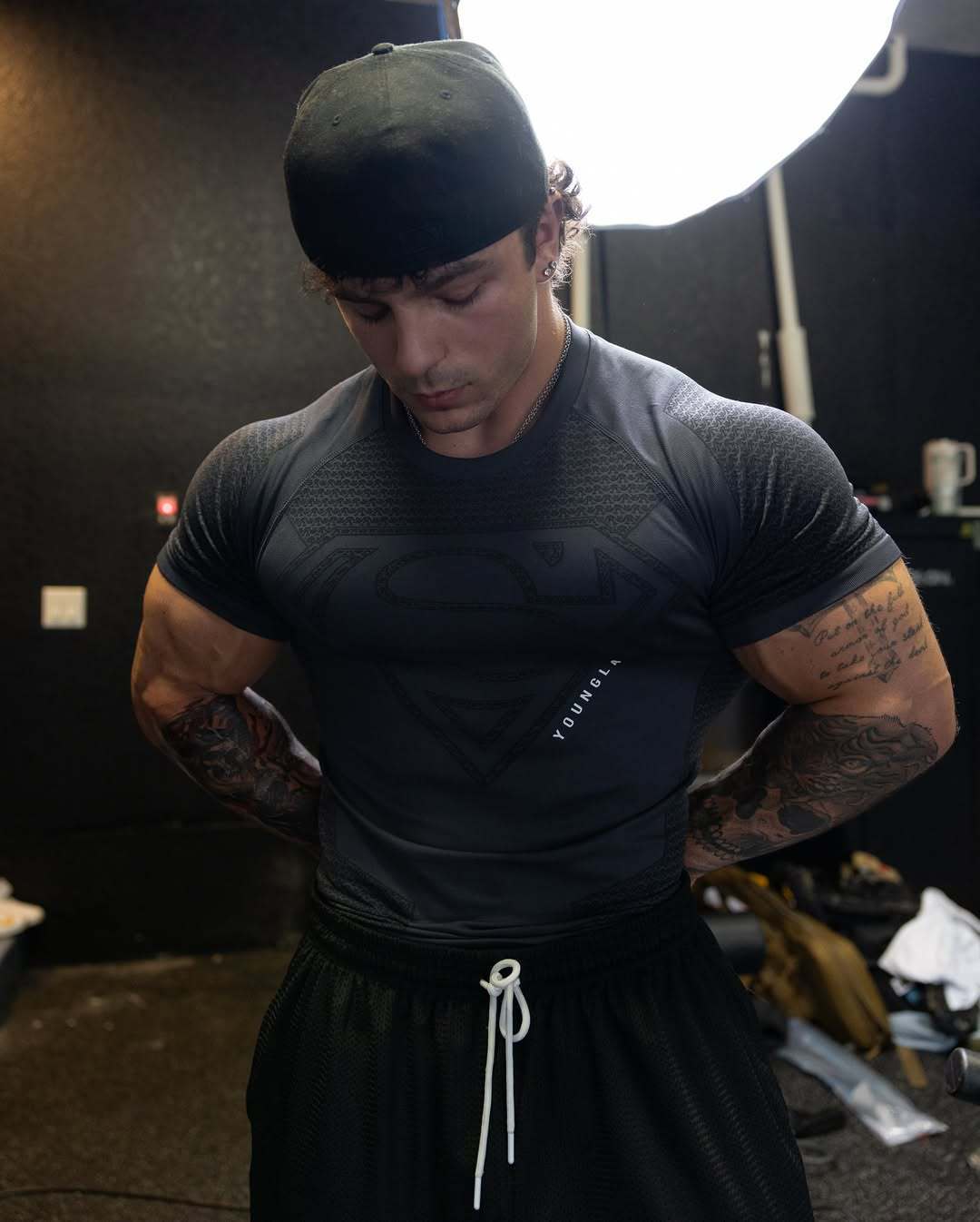 YOUNGLA New American-style Muscle Fitness Men's Sports Short Sleeve Casual Running Quick-dry Breathable Tight-fitting Shirt t T-shirt