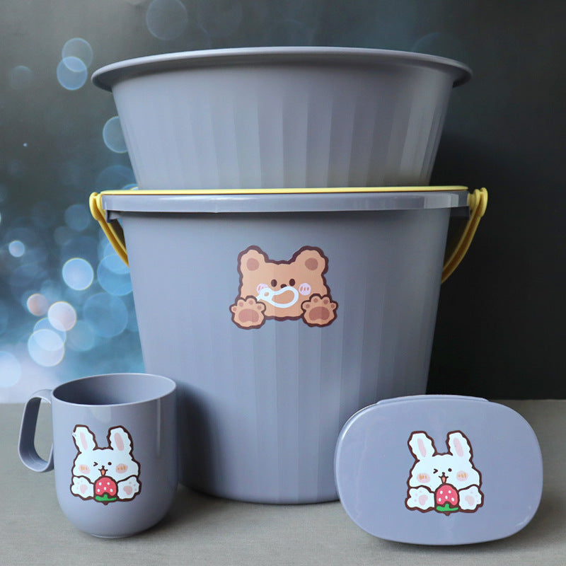 Back-to-School Season Toiletries Set Washbasin Bucket Tooth Cup Soap Dish Shoe Brush for Male and Female Students Dormitory11Set