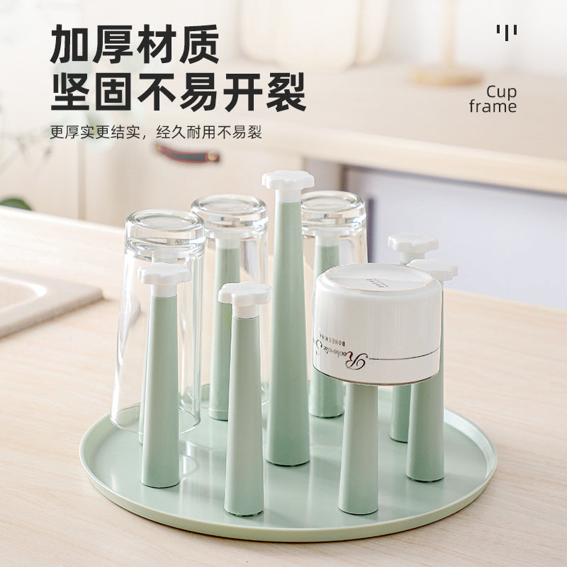 Home Cup Holder Tea Set Wooden Inverted Draining Cup Rack Dustproof Tea Cup Glass Cup Creative Storage Organizer