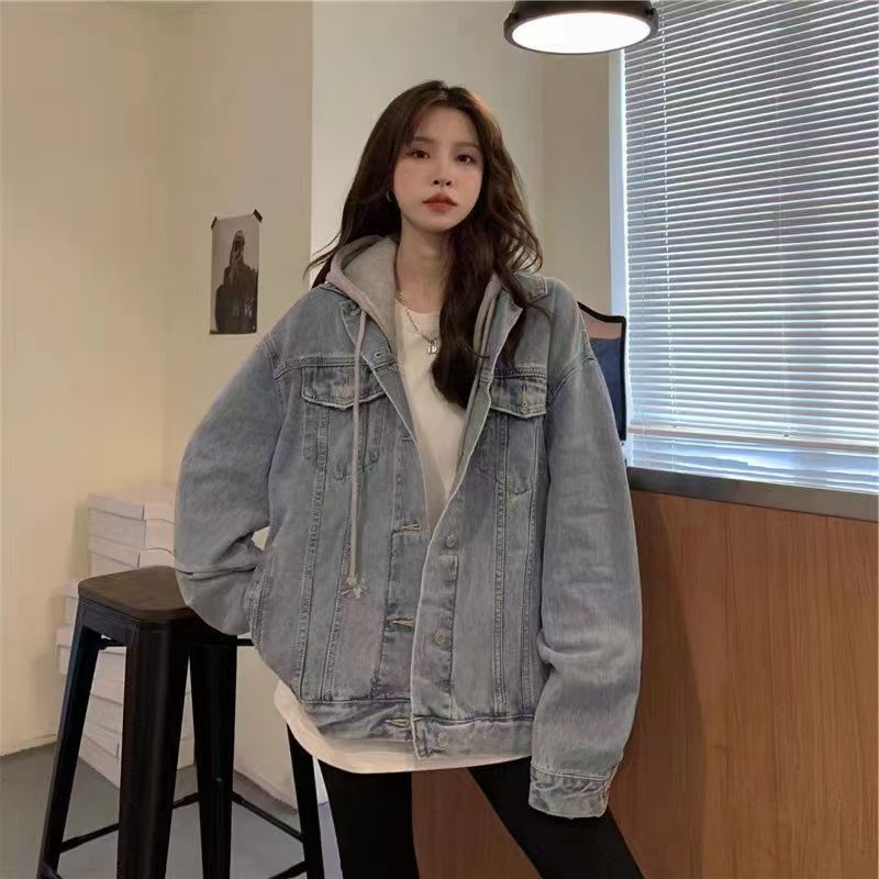 In-stock Short Cotton Jacket2025Winter Fleece-Lined New Cotton Jacket Loose Korean Style Denim Fur Collar Thickened Coat for Women