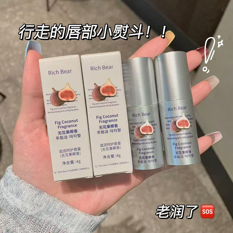 RichBear Moisturizing Fig Coconut Lip Gloss Hydrating Mirror Gloss Moisturizing Lip Balm Care Hydrating Essence Oil