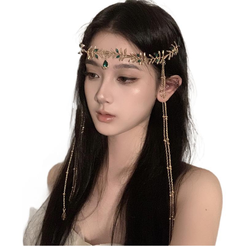 Princess of the Western Regions~Dunhuang Desert Ancient Costume Forehead Ornament Eyebrow Pendant Leaf Head Chain Headwear Bohemian Style Hair Accessory