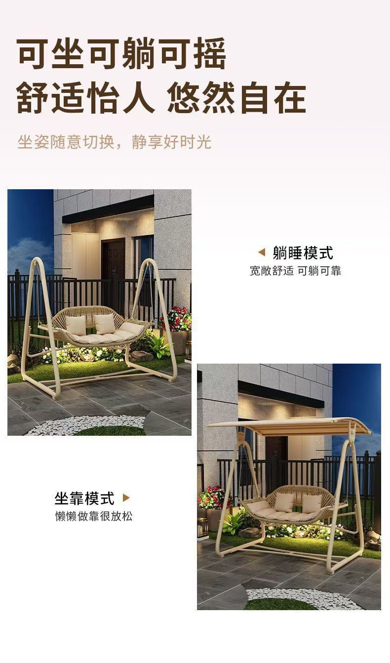 Outdoor Swing Courtyard Cradle Hanging Chair Villa Garden Balcony Terrace Leisure Lazy Internet Celebrity Double Swing Chair