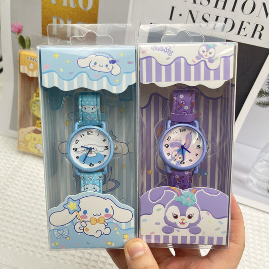 Sanrio Electronic Children's Watch My Melody Kuromi Cinnamoroll Strap Printed Gift Box Watch Accessories