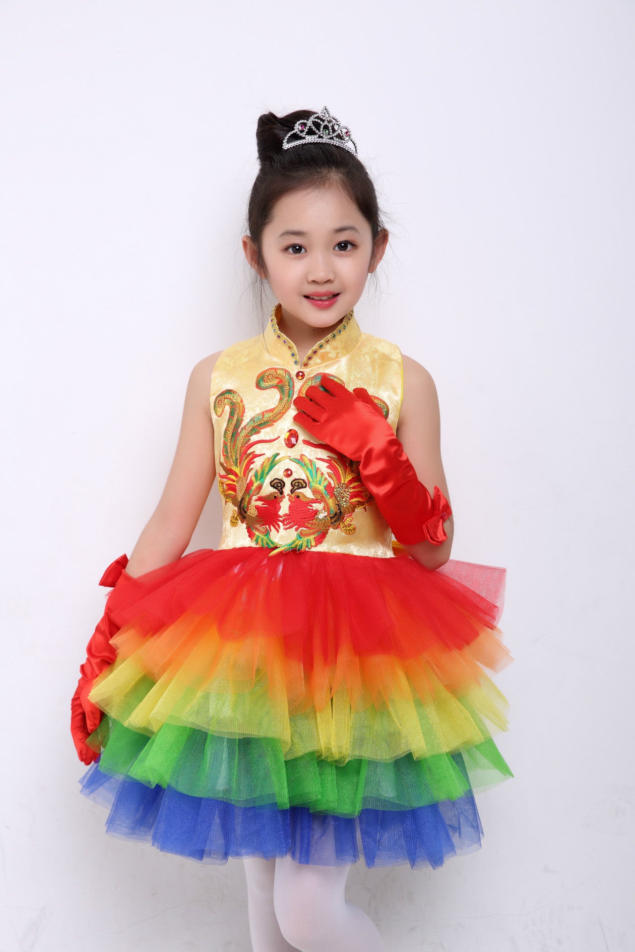Children's Performance Costumes for Boys and Girls Chinese Style Primary and Secondary School Students Chorus Costumes Princess Dress Puffy Skirt Long Pants Performance Costumes