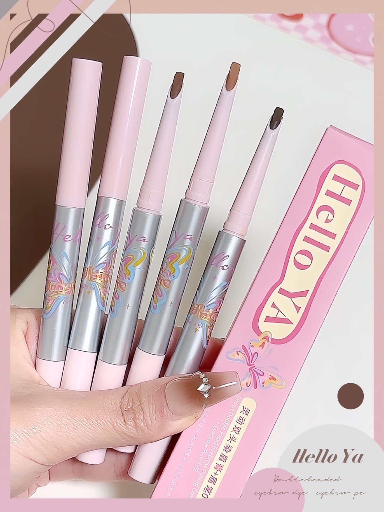 Hello YA Smart Dual-Head Eyebrow Dye Light Color Wild Eyebrow Pencil Natural Waterproof Sweatproof Long-Lasting Non-Fading1205