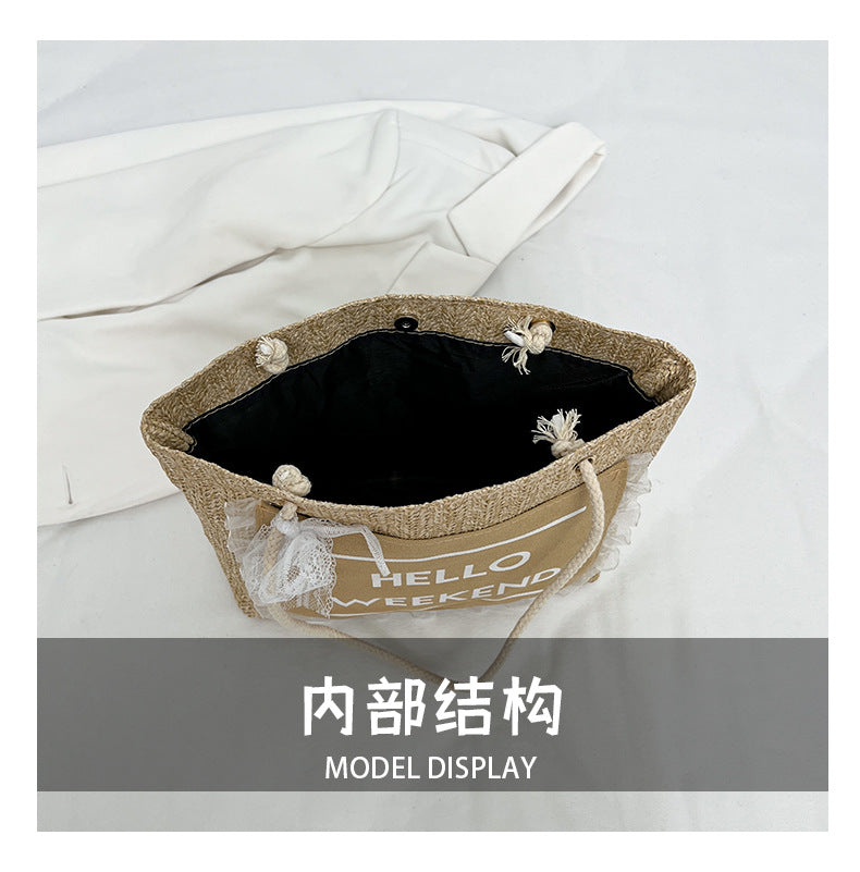 2025Large Capacity Elegant Korean Style Bag for Women Linen Canvas Bag Fashionable Eco-friendly Shopping Bag Single Shoulder Casual Handbag