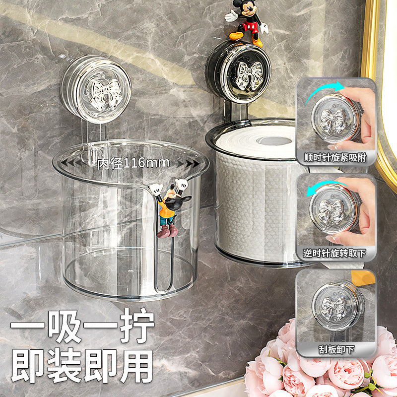 Suction Cup Tissue Box Bathroom Toilet Paper Box Wall-Mounted Punch-Free Bathroom Roll Stand Toilet Paper Storage Box