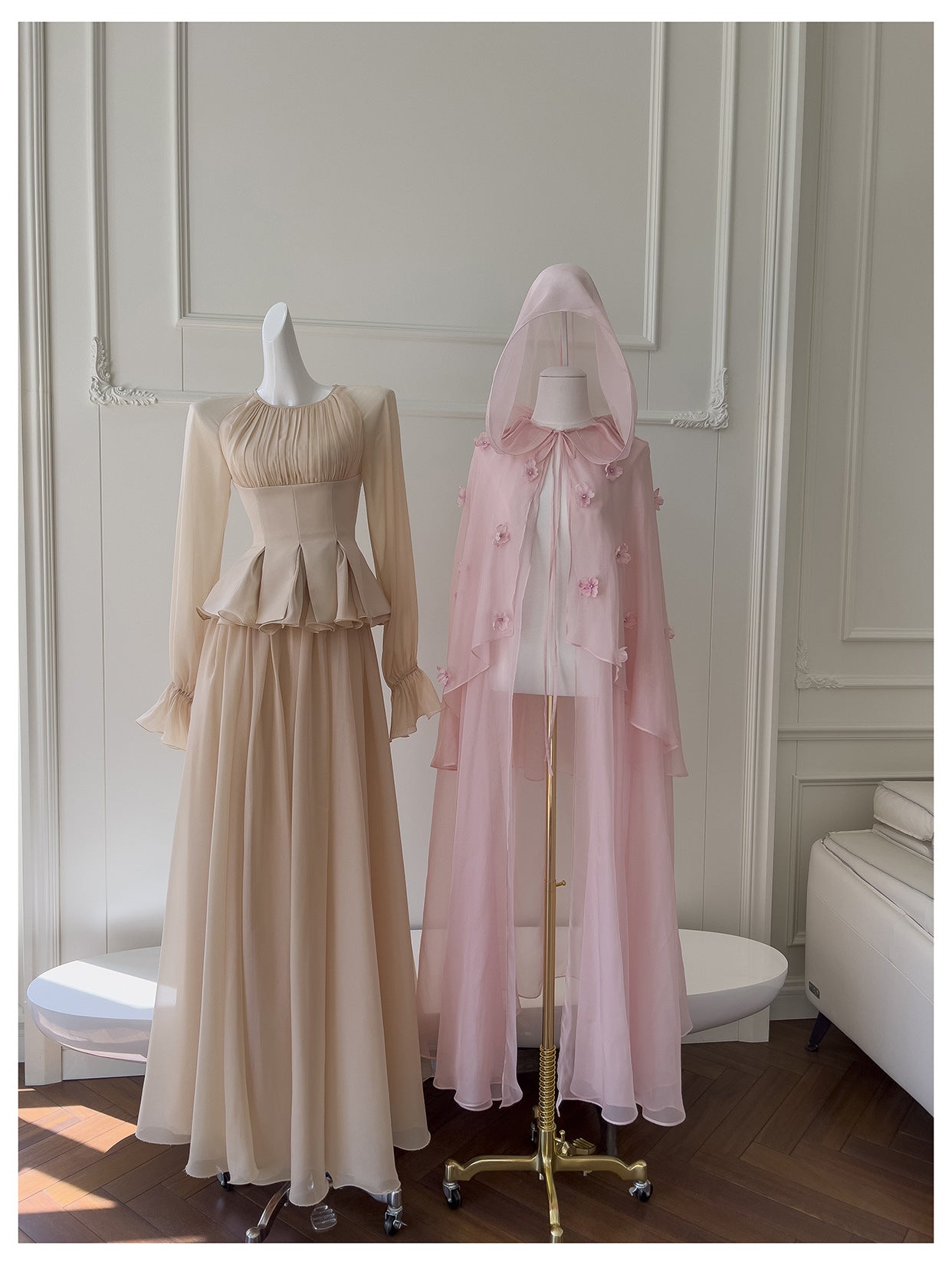Yige Lila2025Early Autumn New Apricot Waist-Cinching Long Sleeve Coat Paired with Long Skirt 71443+51361