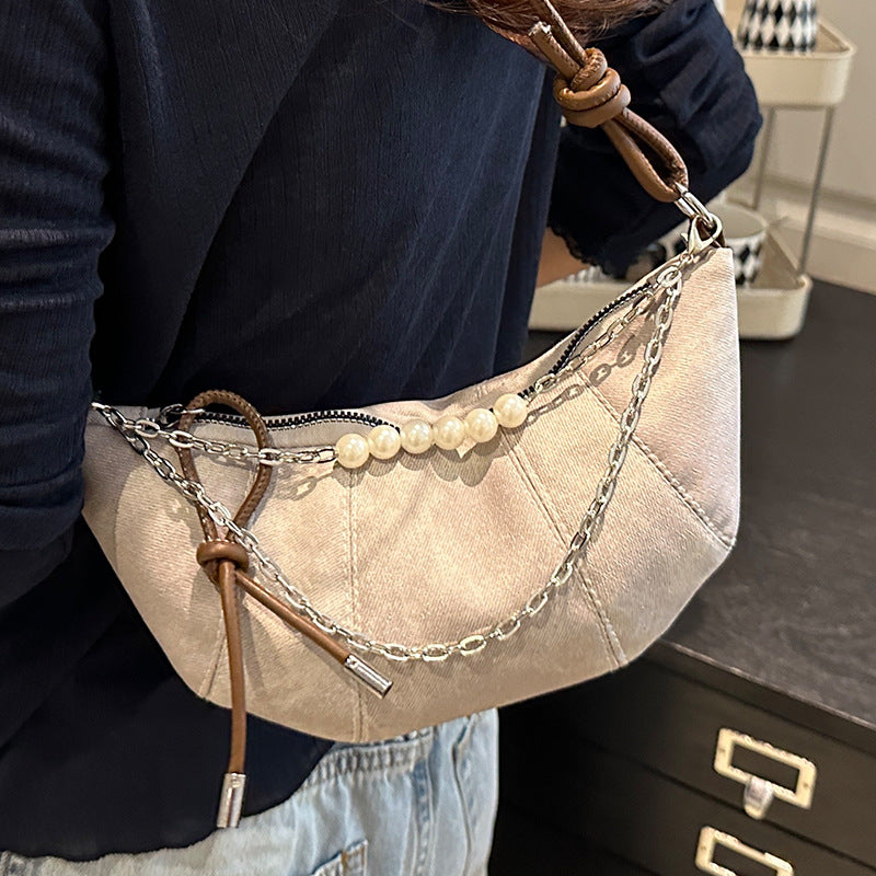 French Niche Ox Horn Bag for Women Shoulder Bag2025New Fashion Dumpling Bag Versatile Simple Crossbody Bag Export
