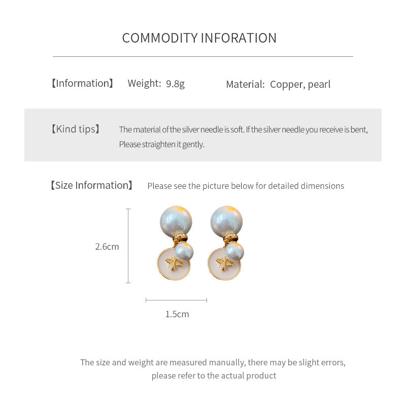 Real Gold Plated Silver Needle Oil Drop Pearl Earrings Versatile High-End Two-Way Wear Earrings French Retro Light Luxury Ear Jewelry