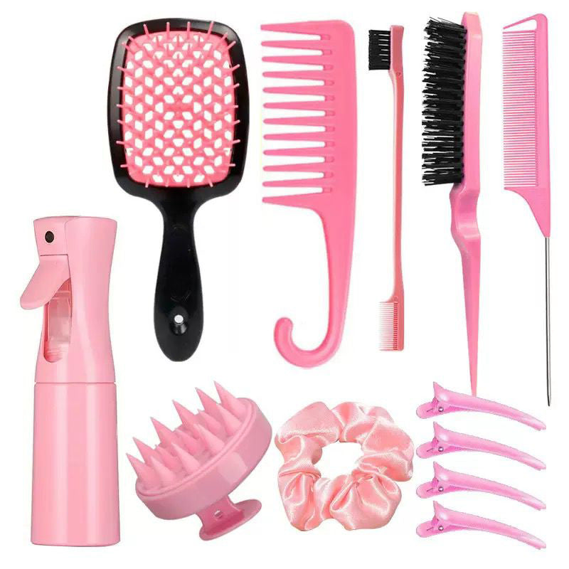 Manufacturer27Hair Washing Brush Scalp Massage Spray Bottle Dispenser Hollow Comb Styling Smooth Hair Comb Hairdressing Set