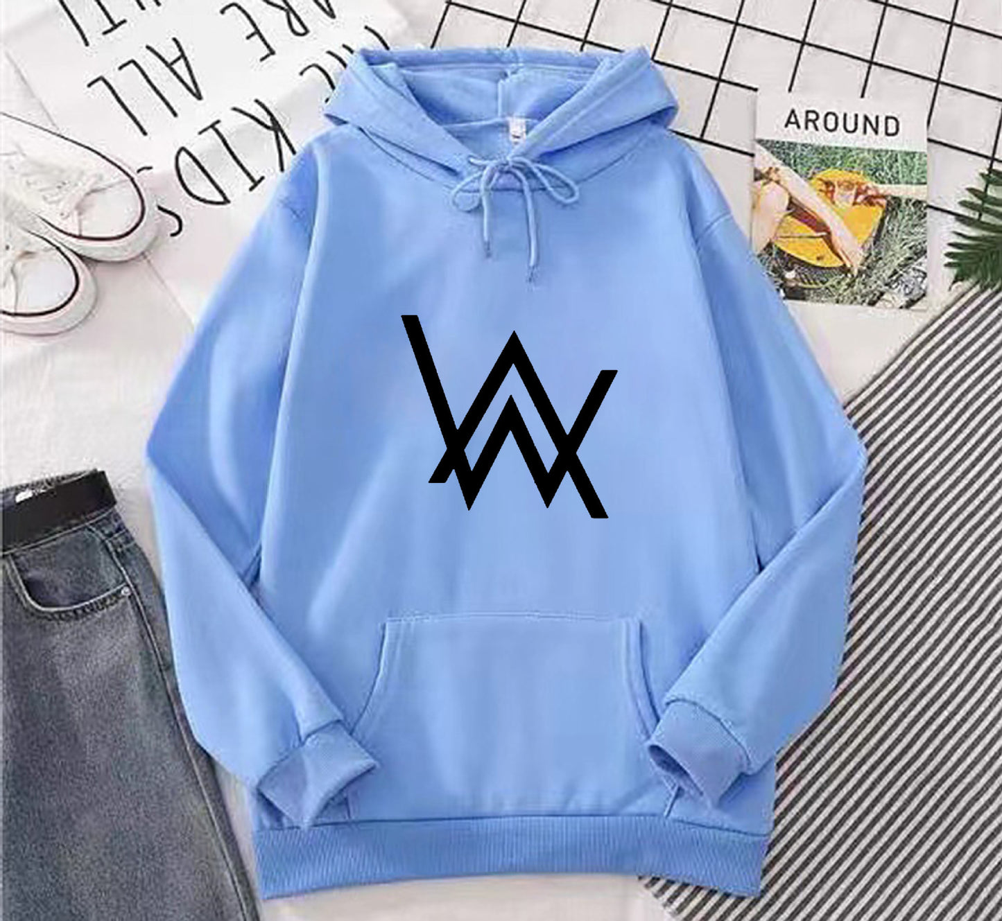 European and American Foreign Trade Exclusive Fleece-Lined Hoodie Sweatshirt for Men and Women, Autumn and Winter Couple's Loose Top, Amazon AliExpress