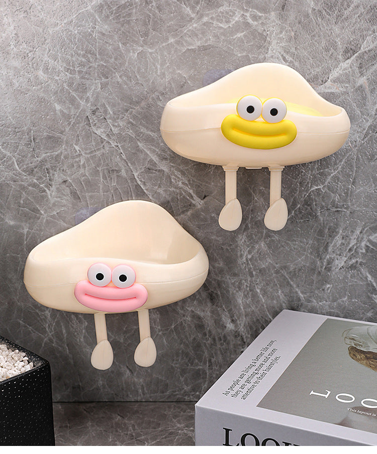 Cream Cloud Soap Holder Home Wall-Mounted No-Drill Soap Box Bathroom Draining Cream White Cloud Soap Holder