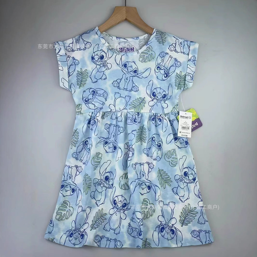 New Printed Turn-Down Collar Children's Dress