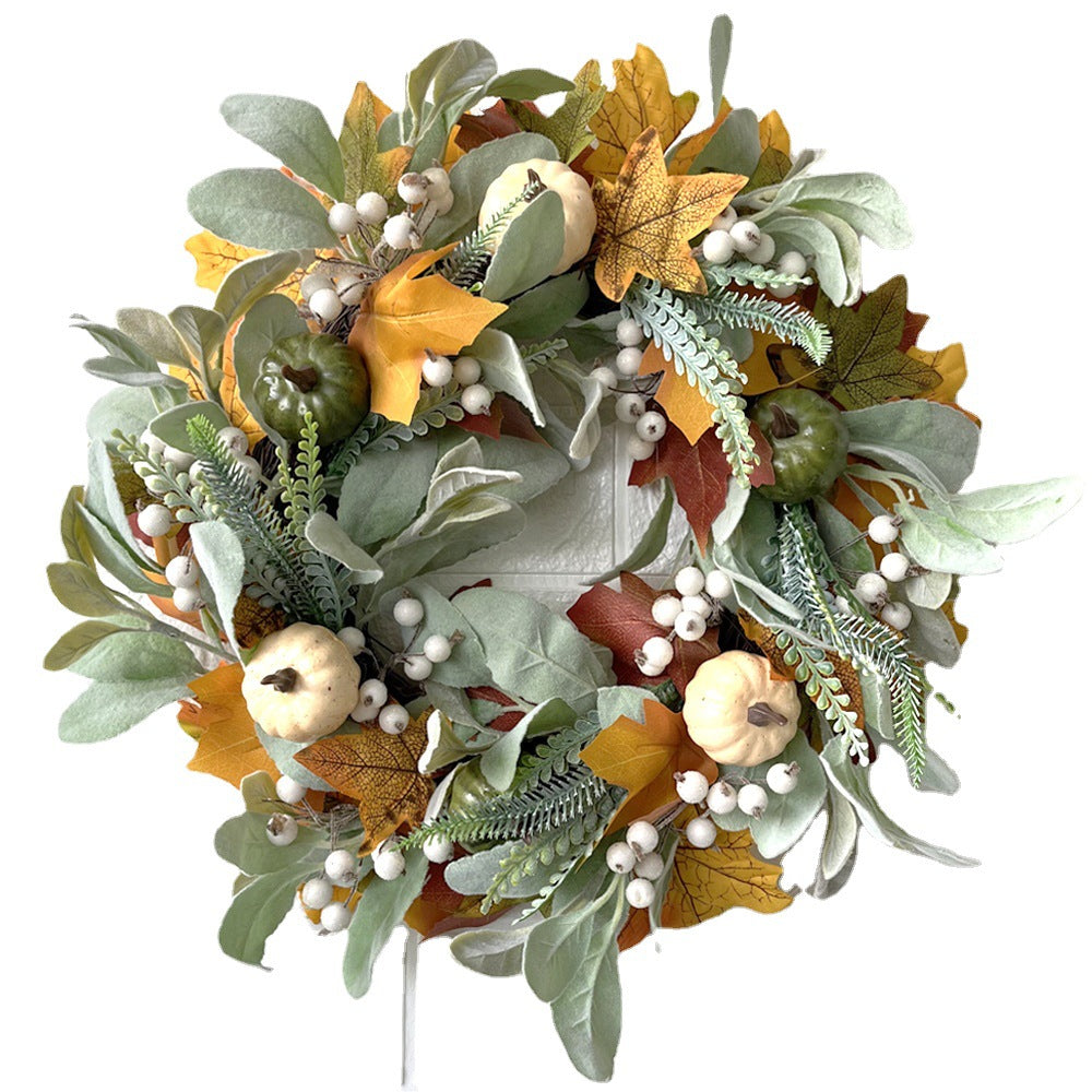 Autumn White Pumpkin Maple Leaf Wreath Amazon Thanksgiving Harvest Festival Autumn Artificial Wreath Pumpkin